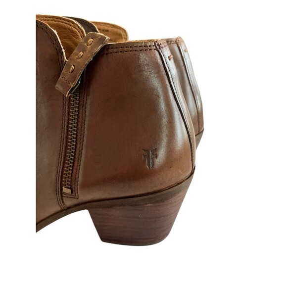 Frye Boots Ankle Booties Judith Leather Block Heel Double Zip Sz 8.5 brown - Picture 4 of 11